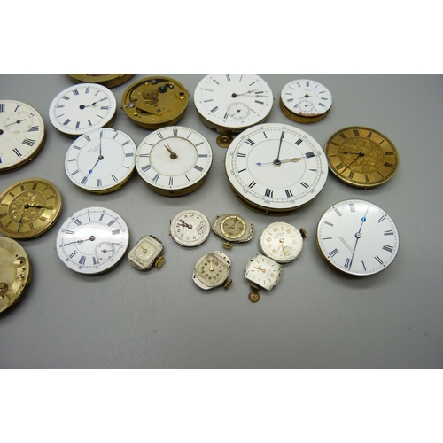 1047 - Assorted wristwatch and pocket watch movements including fusee