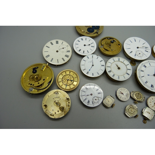 1047 - Assorted wristwatch and pocket watch movements including fusee