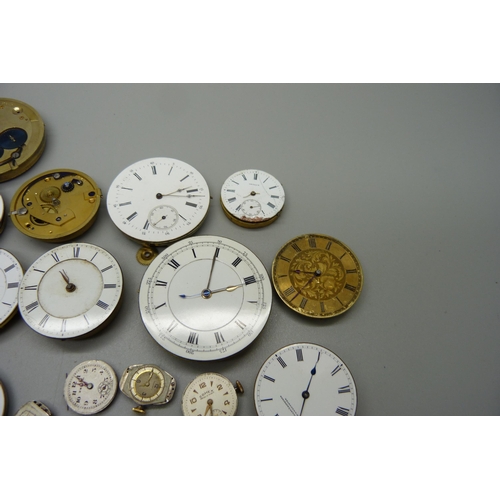 1047 - Assorted wristwatch and pocket watch movements including fusee