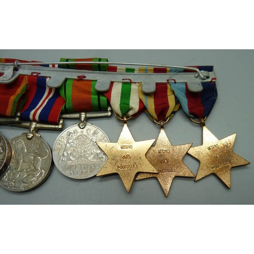 1063 - A set of six WWII medals, all named to 88918 J.D. Pournara