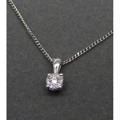 1065 - A Beaverbrooks diamond pendant in white gold on a 9ct white gold chain, carat weight 0.06, clarity I... 