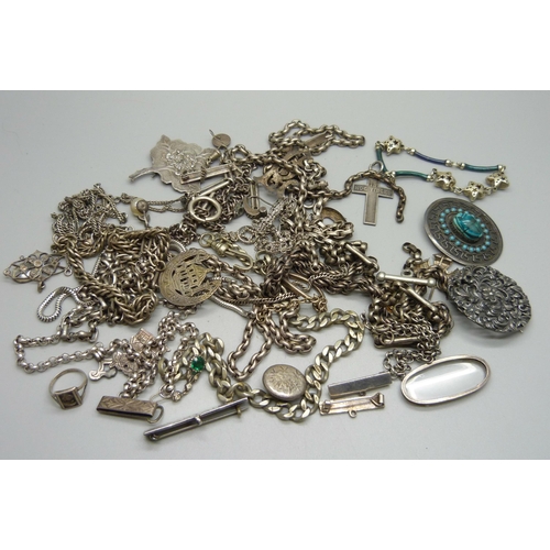 1099 - A collection of silver plated and white metal jewellery, a/f