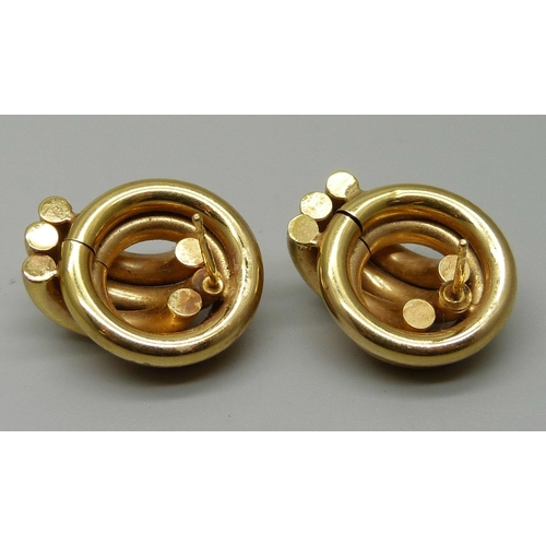 1117 - A pair of 9ct gold earrings, 4.8g