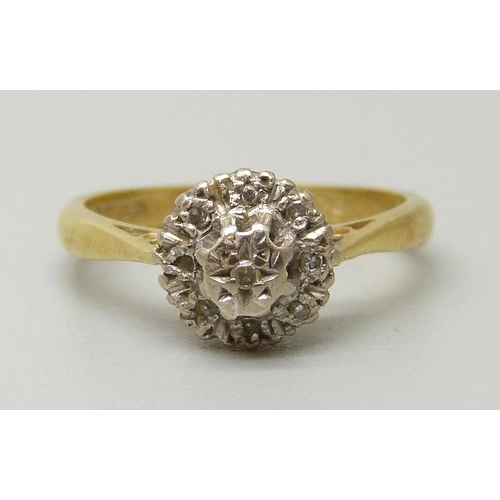 1127 - An 18ct gold and diamond ring, 3.2g, K