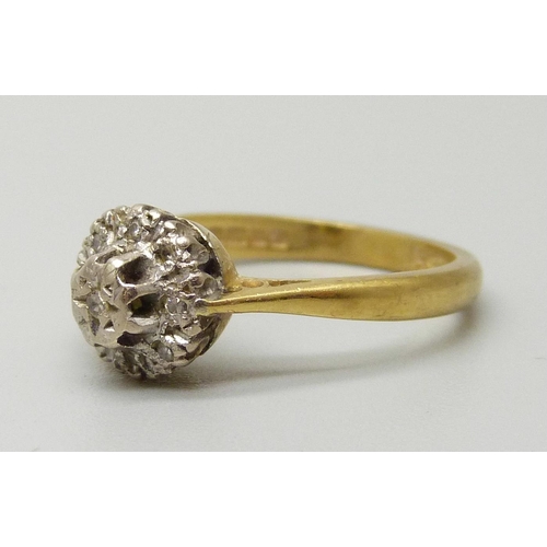 1127 - An 18ct gold and diamond ring, 3.2g, K