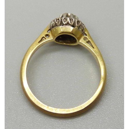 1127 - An 18ct gold and diamond ring, 3.2g, K