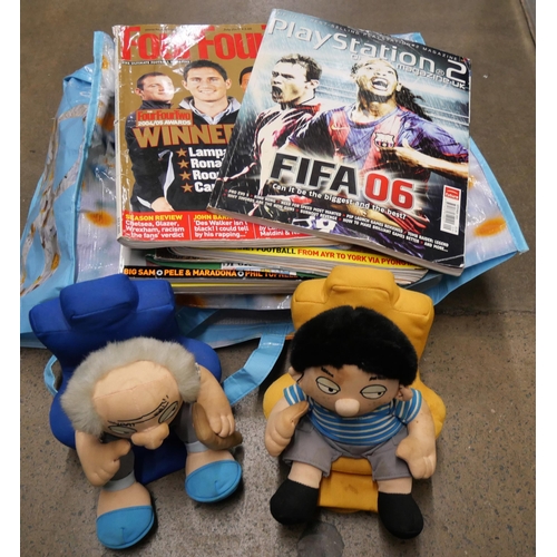 1140 - A selection of football and sports related magazines and two toys **PLEASE NOTE THIS LOT IS NOT ELIG... 