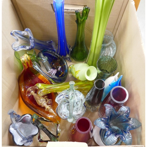 1147 - A collection of coloured art glass including mid Century, Dartington, Murano, small glass animals, e... 