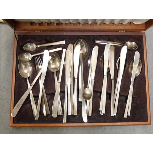 1153 - A collection of flatware, miniature clocks, tin plates and a canteen of cutlery **PLEASE NOTE THIS L... 