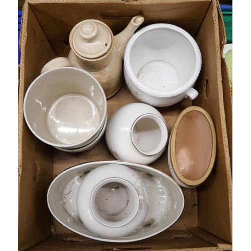 1159 - Five boxes of mixed china, Delft style planters, Mason's commemoratives, etc. **PLEASE NOTE THIS LOT... 