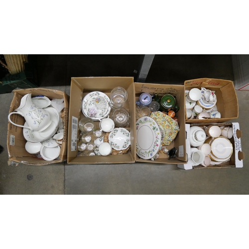 1166 - A collection of decorative china, teaware, Beatrix Potter, a Worcester cake stand, etc., (5) **PLEAS... 