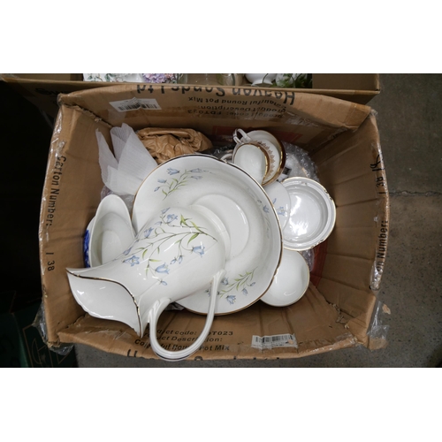 1166 - A collection of decorative china, teaware, Beatrix Potter, a Worcester cake stand, etc., (5) **PLEAS... 