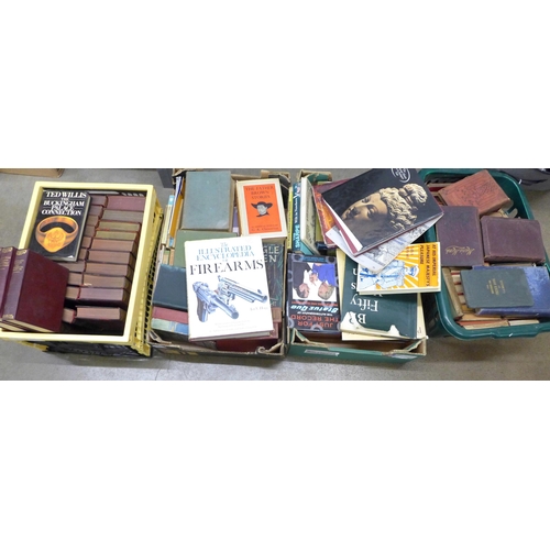 1173 - Four boxes of books; Dickens collection, Firearms Encyclopedia, History and novels **PLEASE NOTE THI... 