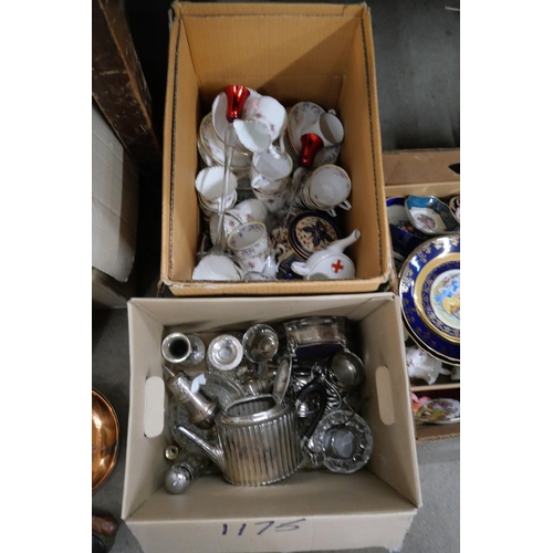 1175 - A collection of pictures, china, glassware, plated ware  (5 boxes) **PLEASE NOTE THIS LOT IS NOT ELI... 