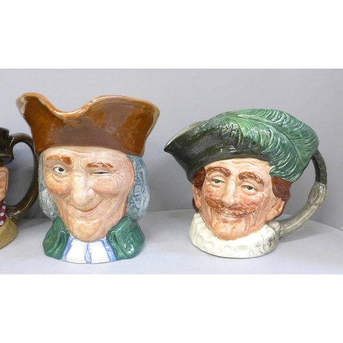 617 - Four Royal Doulton large character jugs, Tony Weller, Sam Weller, The Vicar of Bray and The Cavalier