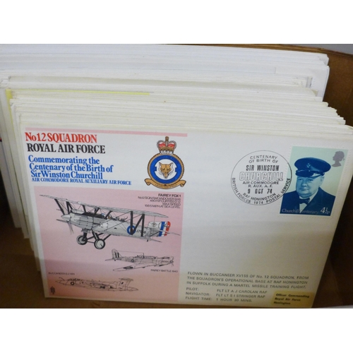 623 - Stamps; a box of RAF flown covers, including signed (120 no.)