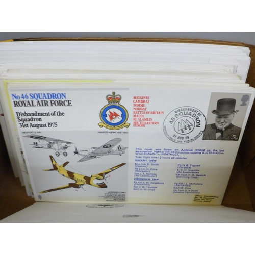 623 - Stamps; a box of RAF flown covers, including signed (120 no.)