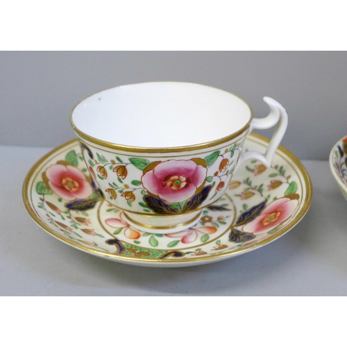 632 - A Crown Derby Imari cup and saucer and a Swansea cup and saucer, saucer a/f