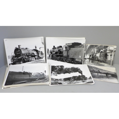 655 - A collection of sixty large original black and white photographs, mainly German locomotives, some wi... 