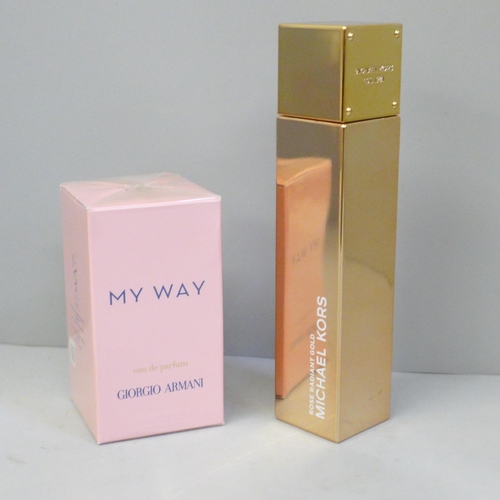 658 - Giorgio Armani My Way Eau de Parfum, 50ml, and Michael Kors Rose Radiant gold Eau de Parfum 50ml, bo... 