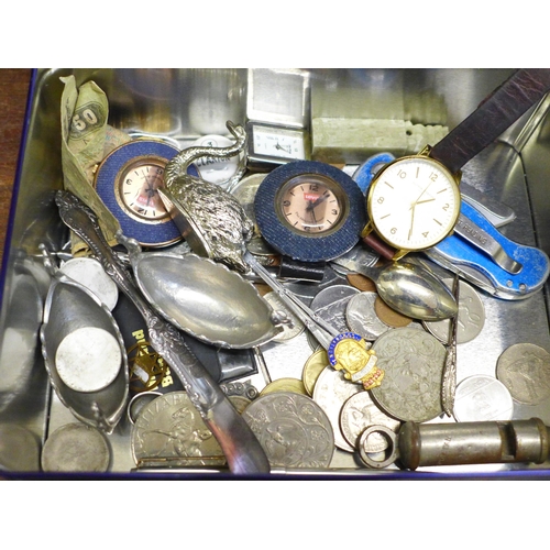 672 - Assorted items, Levi wristwatch, Police whistle, Viking long boat salt, etc.