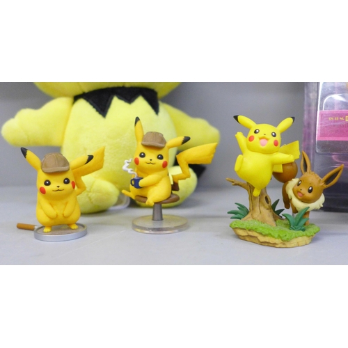 680 - A collection of Pokemon figures and plush, including Mr Mime, Psyduck and Pikachu