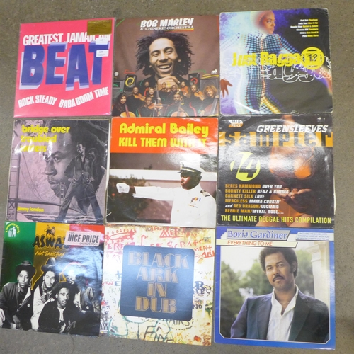 689 - Sixteen reggae LP records including Bob Marley, Jimmy London, Aswad, etc.