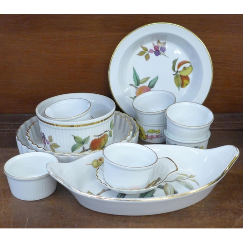 697 - Royal Worcester Evesham and other tablewares, quiche dishes, ramekin pots, etc.