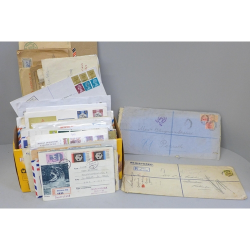 700 - Stamps; a box of worldwide registered mail covers