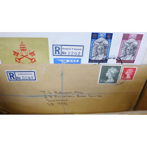 700 - Stamps; a box of worldwide registered mail covers