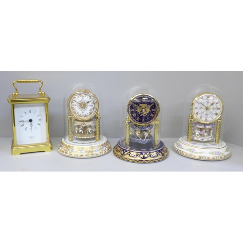 701 - Three Franklin Mint The Carousel mantel clocks and a Rapport carriage clock