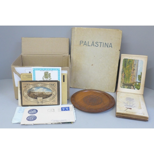 706 - Judaica, a small box of Judaica including 1935 edition of the book Palastina 188 Bilder, Flowers of ... 