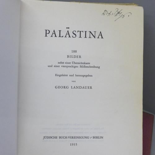 706 - Judaica, a small box of Judaica including 1935 edition of the book Palastina 188 Bilder, Flowers of ... 