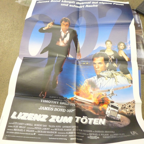 716 - James Bond; posters, large lobby cards, insert posters, stills, License to Kill, etc.