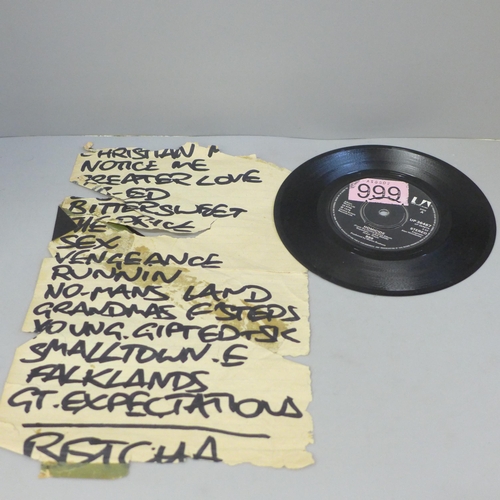 717 - Punk: a 999 set list and a 7