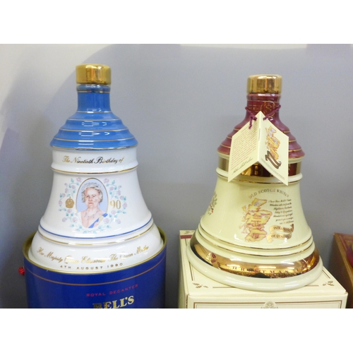 721 - Four Wade Bell's Whisky decanters; three Extra Special and Royal commemorative