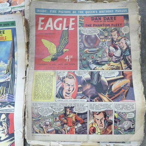 726 - A collection of 1950s and 1960s Eagle comics and an Eagle Passport