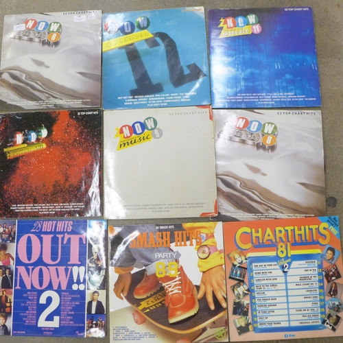 730 - A collection of 1980s compilation LP records including Now That's What I  Call Music, Smash Hits and... 