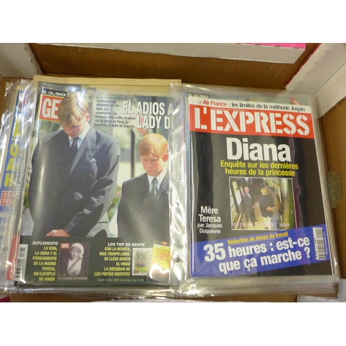 741 - Diana, Princess of Wales, a collection of worldwide magazines and tributes on her death and funeral ... 