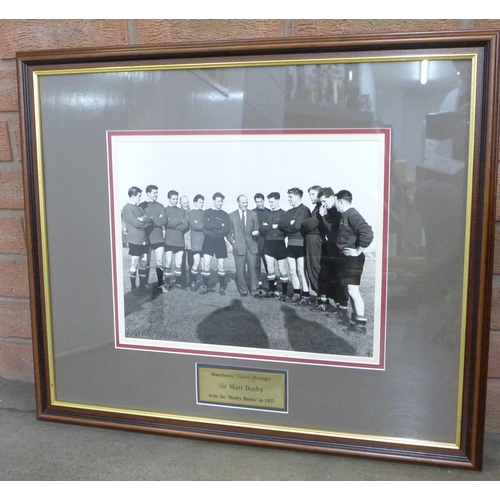 757 - Football; Busby Babes, a scarce silver gelatin 370 x 300 photograph of Sir Matt Busby and the Manche... 