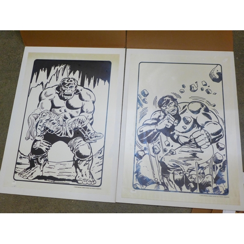 759 - Marvel comics; four black and white drawn original storyboard comic artwork (approx. A2 size) from 1... 