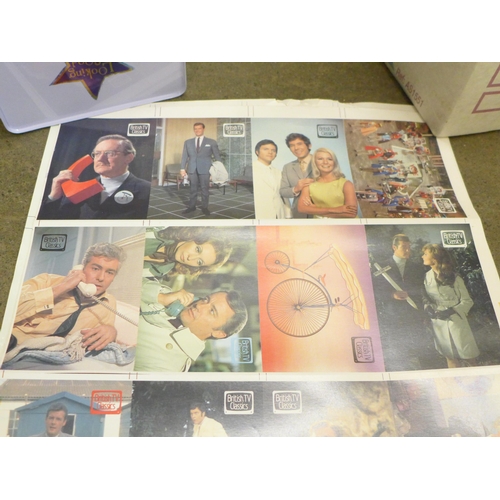 761 - Postcards, uncut postcard sheets including Man from U.N.C.L.E., The Prisoner, Star Trek, etc.