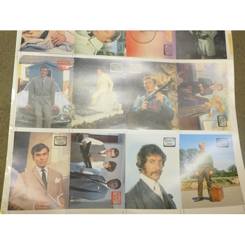 761 - Postcards, uncut postcard sheets including Man from U.N.C.L.E., The Prisoner, Star Trek, etc.