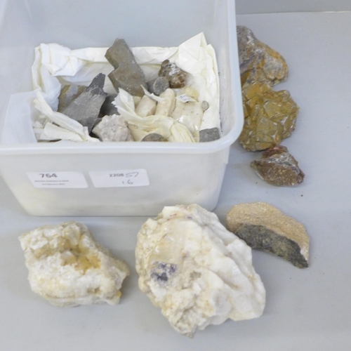 764 - Mineral samples from a geology field trip, 1982, some listed