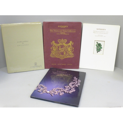 771 - Four books;  Sotheby's Important Jadeite and Precious Stone Jewels, Sotheby's The Thurn and Taxis Co... 