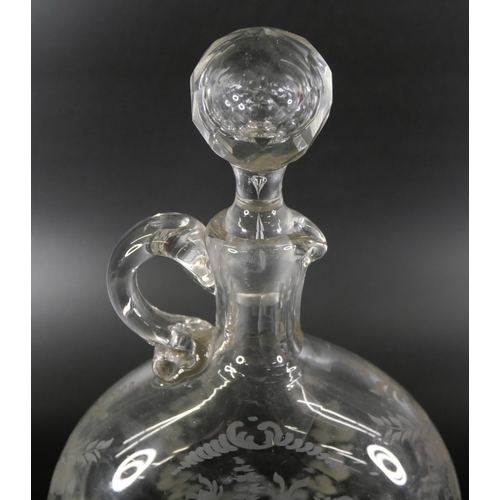 820 - A 19th Century claret jug with engraved design and a circa 1900 glass with Lord Kitchener engraving