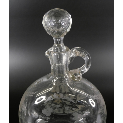 820 - A 19th Century claret jug with engraved design and a circa 1900 glass with Lord Kitchener engraving