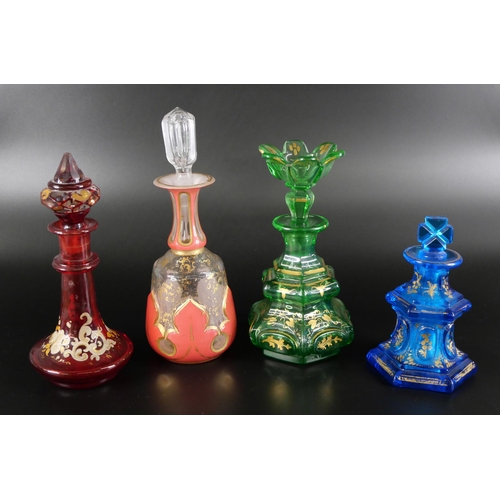 821 - Four Bohemian scent bottles, circa 1860