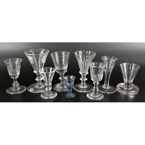 828 - Nine tot glasses including miniatures, circa 1800 and earlier