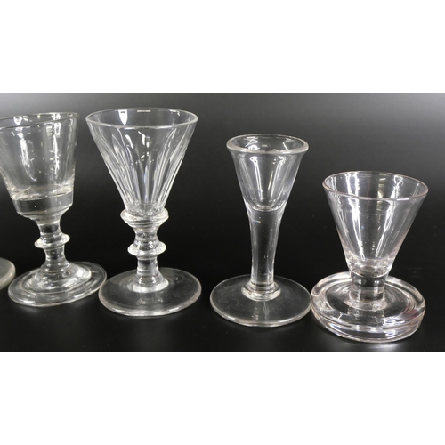 828 - Nine tot glasses including miniatures, circa 1800 and earlier